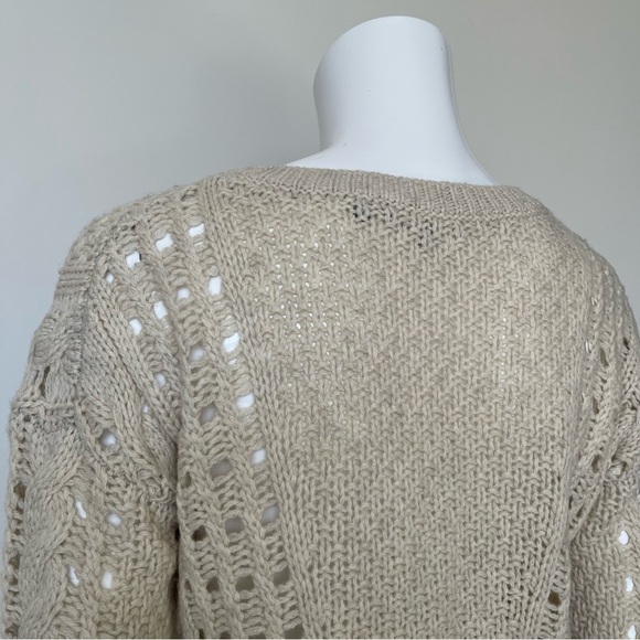VINCE Cable Knit Sweater in Cream - Picture 8 of 11